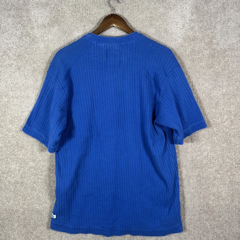 Levi's Shirt Mens Large Blue Rib‎ Knit Short Sleeve Henley Cotton Tee Casual